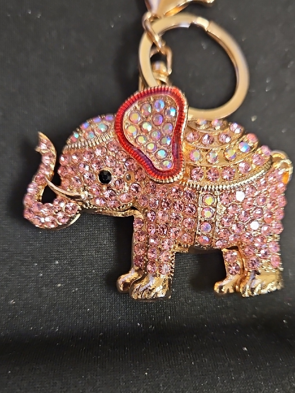 Pink Jeweled Elephant Keychain